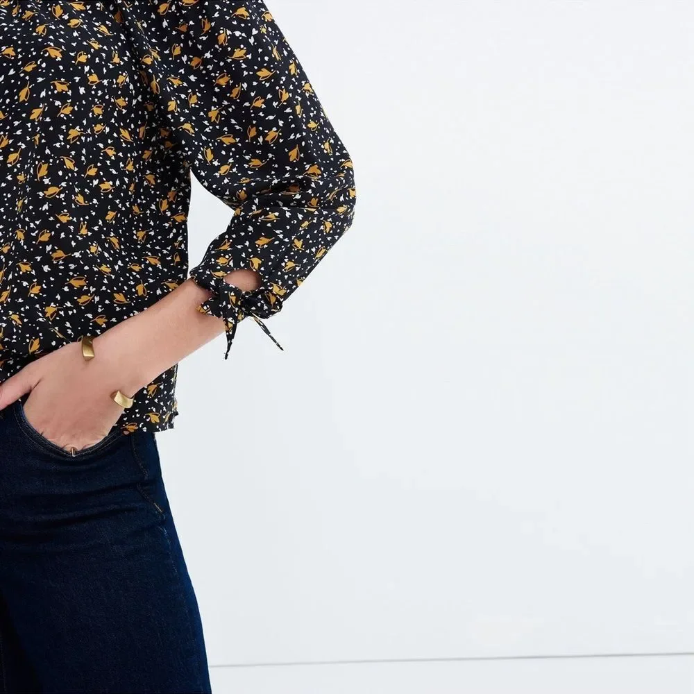 Madewell 100% Silk Off-the-Shoulder Top in Falling Leaves
